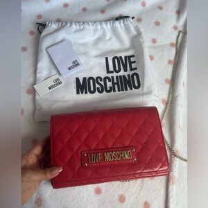 Love moschino red leather crossbody bag